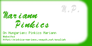 mariann pinkics business card